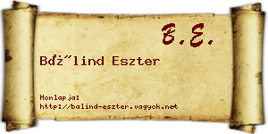 Bálind Eszter névjegykártya